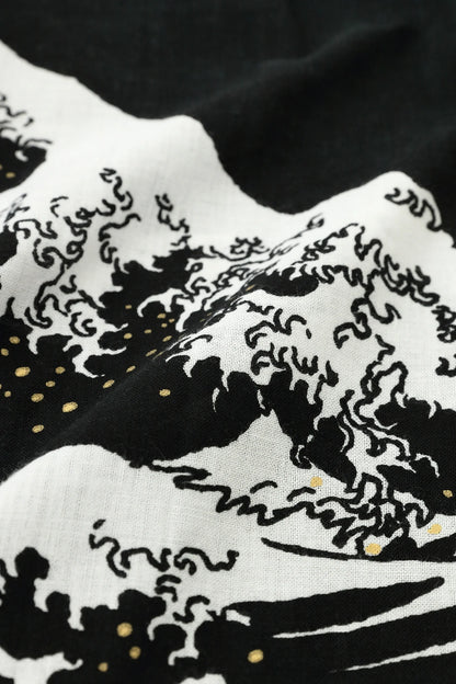 伊勢木綿 文（ぶん） 半袖シャツ／北斎（ほくさい） 神奈川沖浪裏（かながわおきなみうら） 写し（うつし） 宵闇（よいやみ）