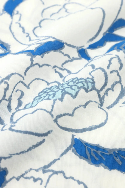 高島縮 40/40 半袖Tシャツ／牡丹華（ぼたんはなさく） 清水(きよみず)
