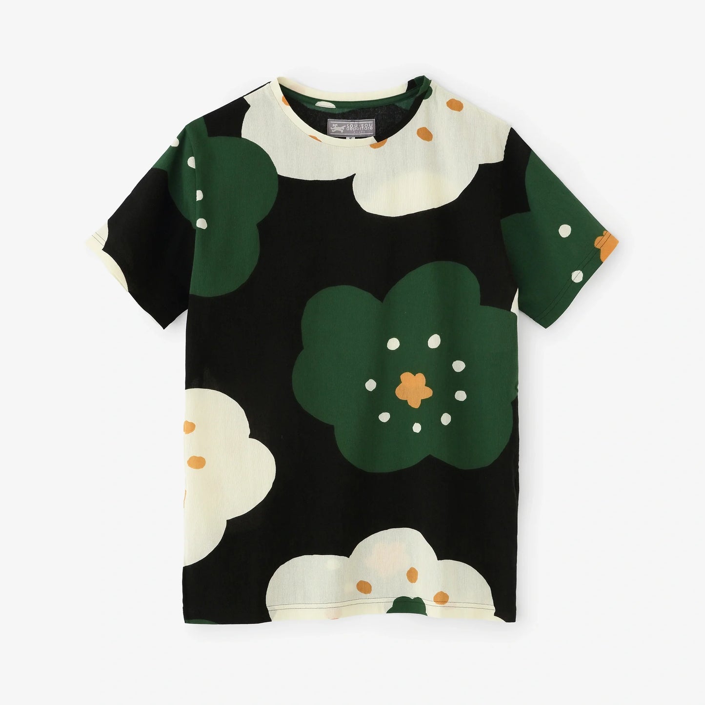 高島縮 40/40 半袖Tシャツ／ほほえみ 濡羽色（ぬればいろ）