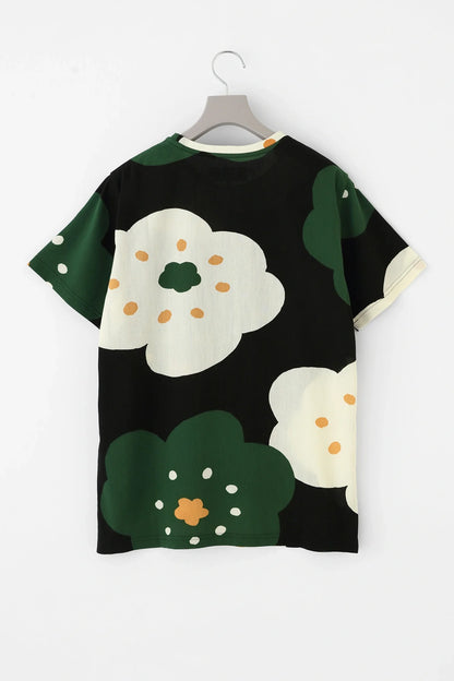 高島縮 40/40 半袖Tシャツ／ほほえみ 濡羽色（ぬればいろ）