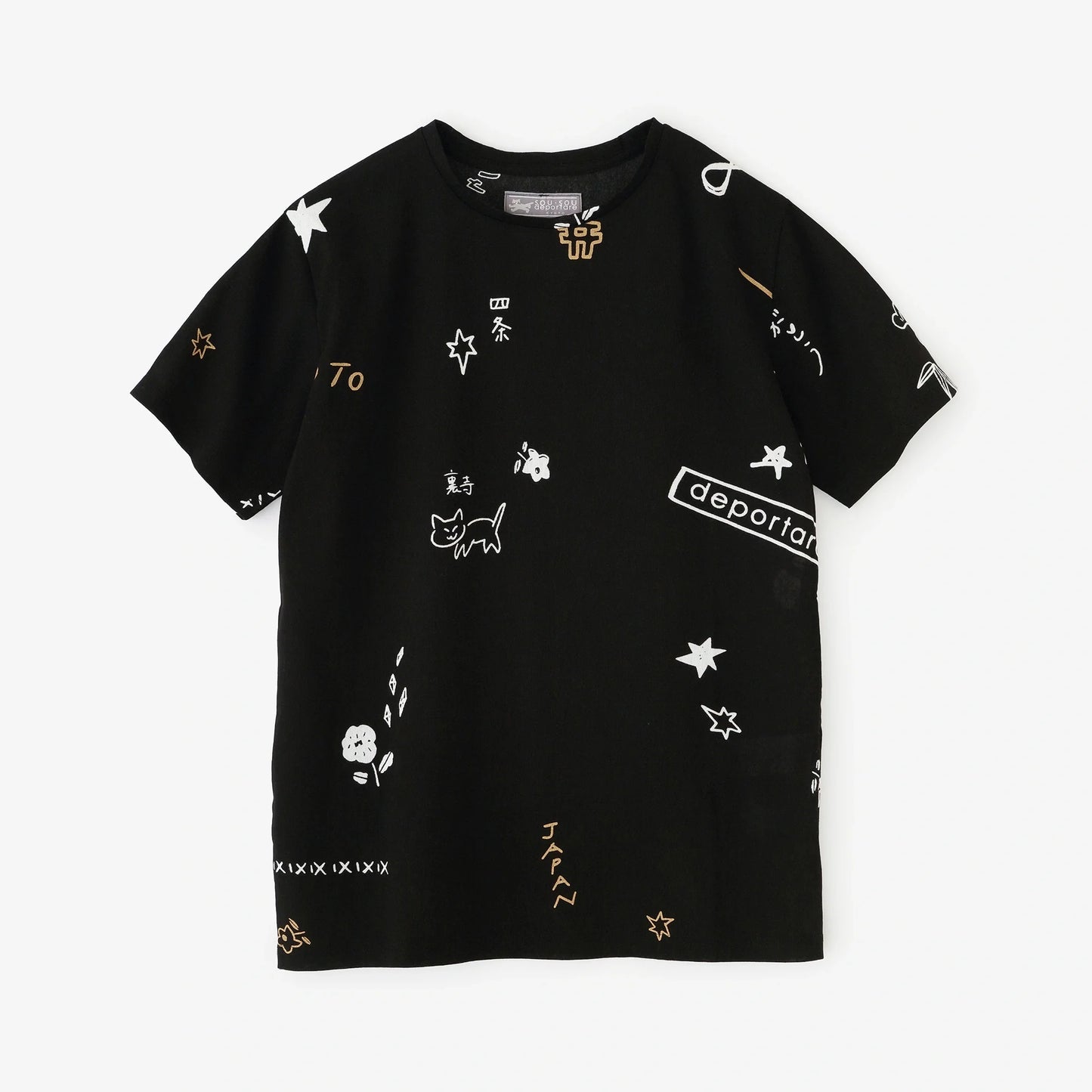 高島縮 40/40 半袖Tシャツ／depo 乱描画（らんびょうが）
