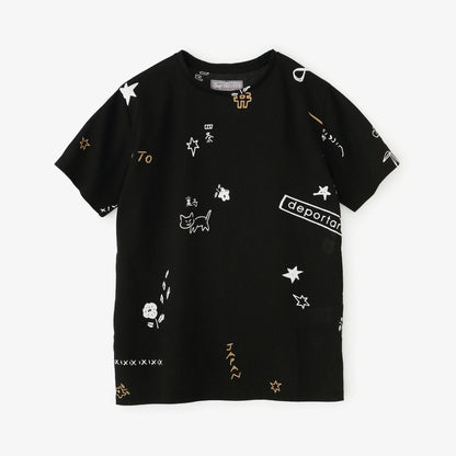 高島縮 40/40 半袖Tシャツ／depo 乱描画（らんびょうが）