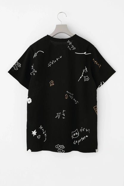 高島縮 40/40 半袖Tシャツ／depo 乱描画（らんびょうが）