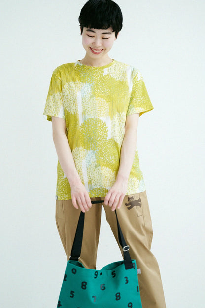 高島縮 40/40 半袖Tシャツ／かすみ草