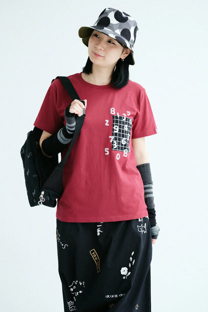 半袖 ポケットTシャツ[5.0]／バーガンディ×SO-SU-U昆（こん）