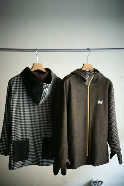 CBNウール ZIP UP フードジャケット／ダークブラウン