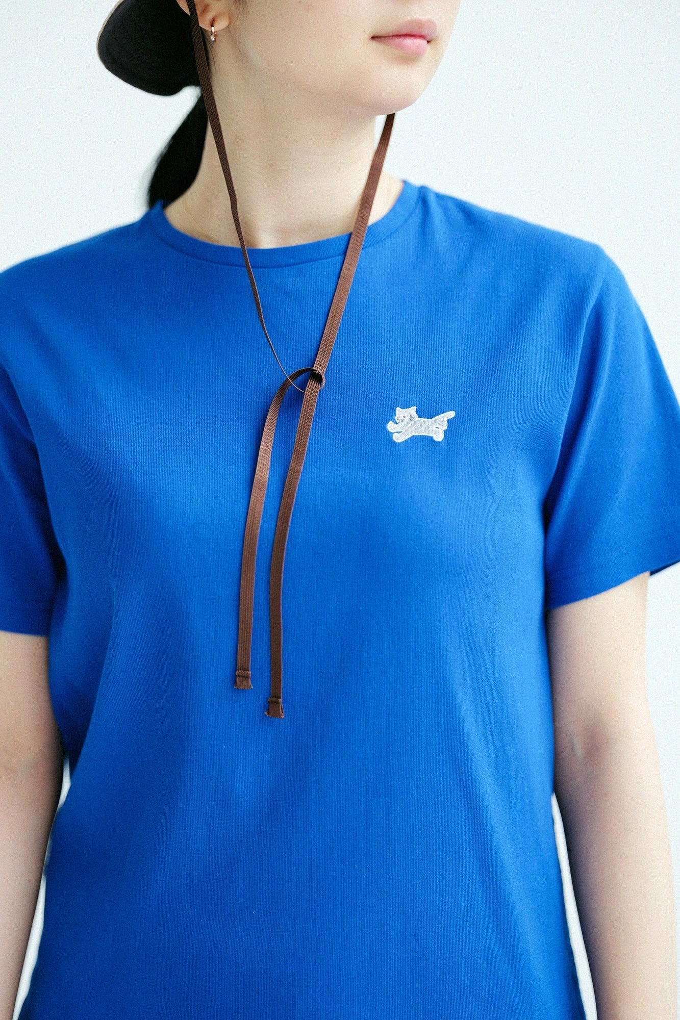 高島縮 40/40 半袖Tシャツ／ブルー