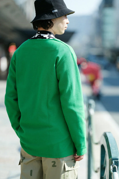 カノコニット Vネック カーディガン／グリーン