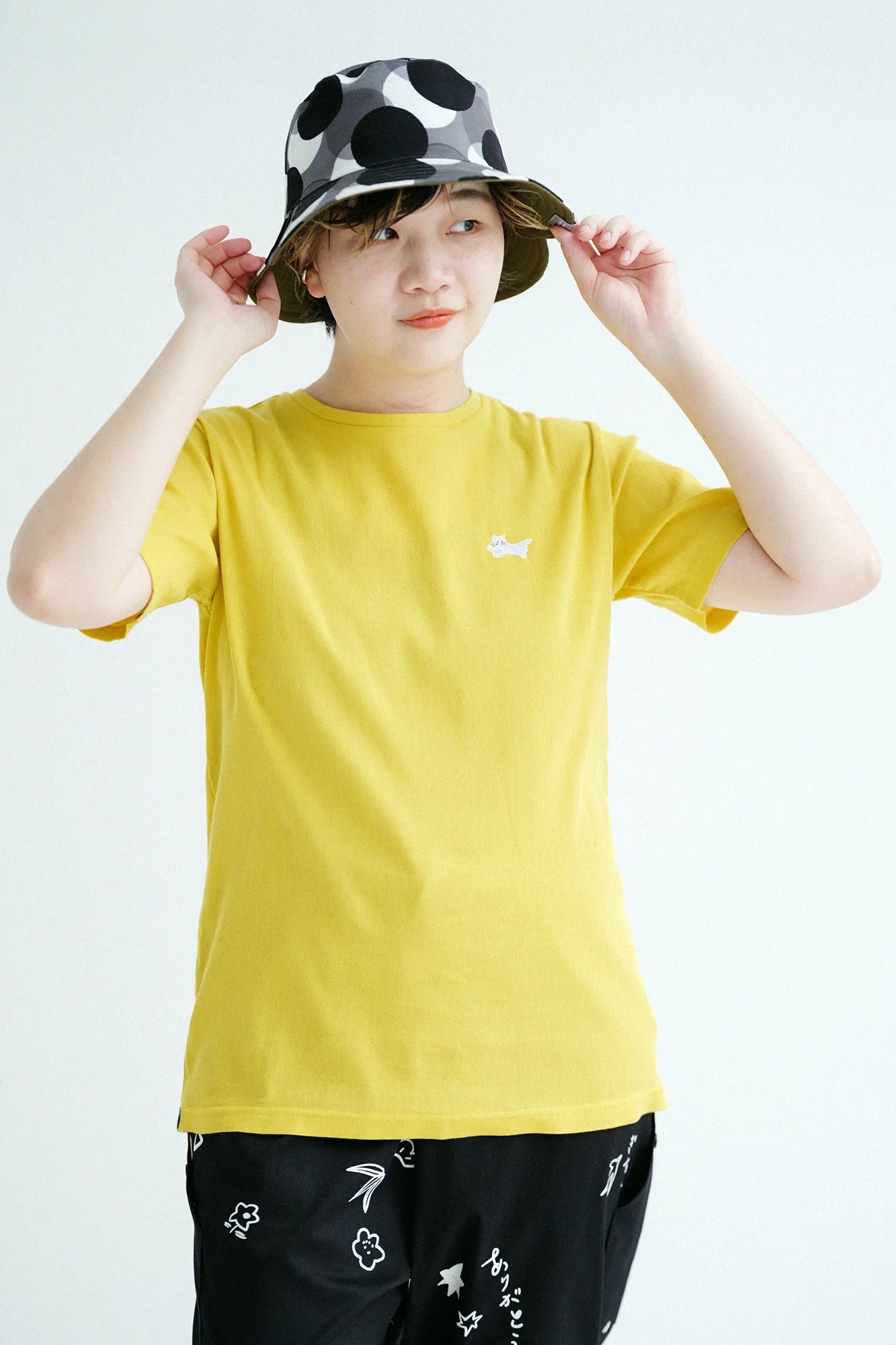 高島縮 40/40 半袖Tシャツ／イエロー