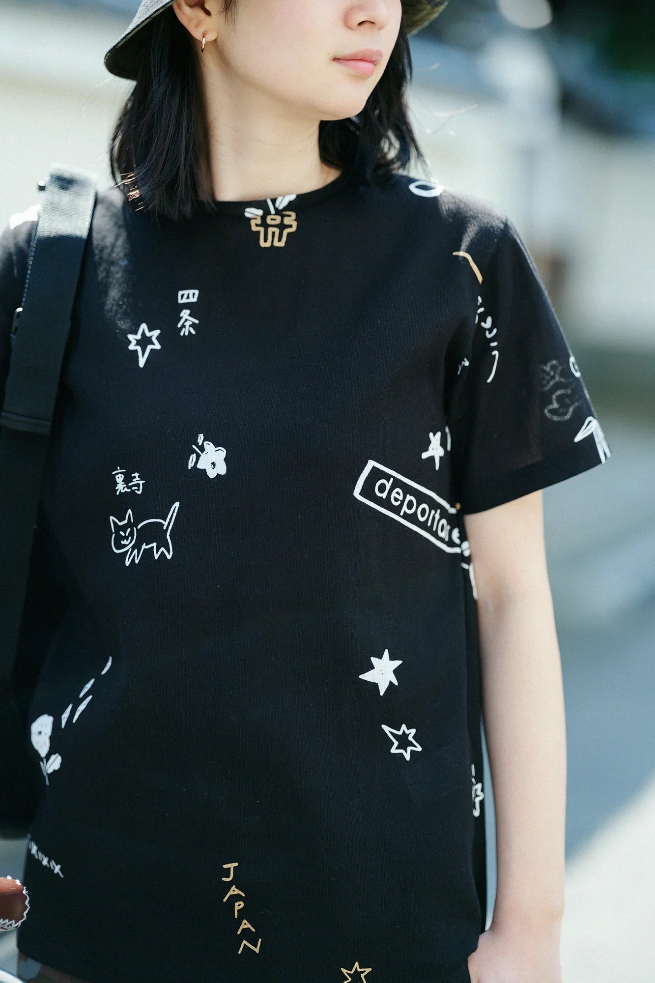 高島縮 40/40 半袖Tシャツ／depo 乱描画（らんびょうが）