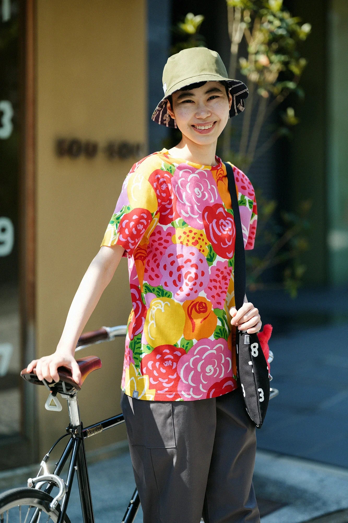 高島縮 40/40 半袖Tシャツ／花の歌（はなのうた）