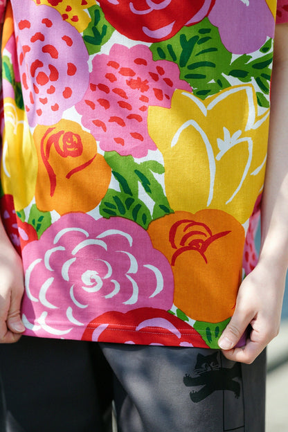 高島縮 40/40 半袖Tシャツ／花の歌（はなのうた）