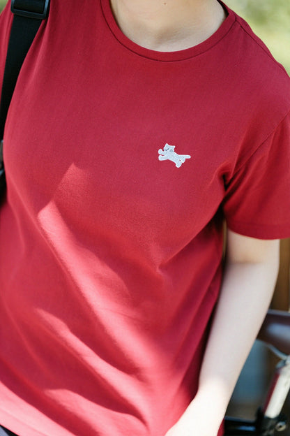 高島縮 40/40 半袖Tシャツ／レッド