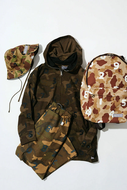 リネンツイル リバーシブル BIKE HAT／duck hunter camo SO-SU-U 空五倍子色（うつふしいろ）