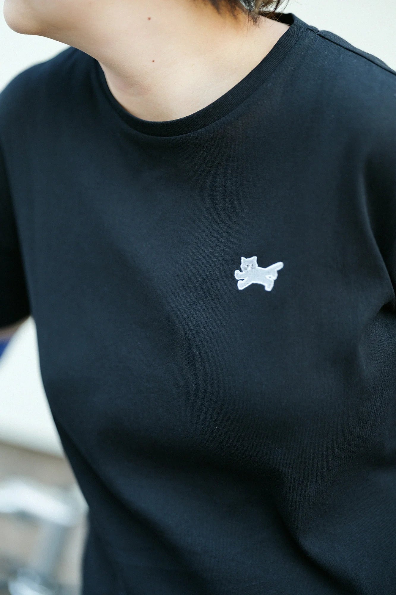 高島縮 40/40 半袖Tシャツ／ブラック