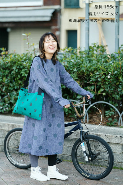 綿麻 BIKEワンピース／すいぎょくマーラ ネイビー