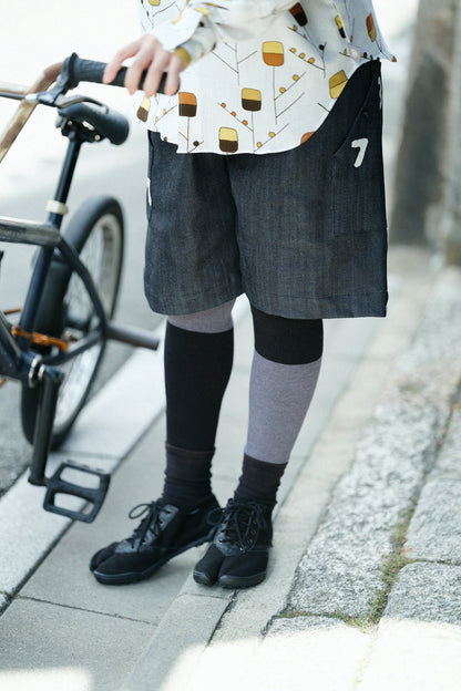 ストレッチデニム BIKEショーツ／インディゴ×SO-SU-U