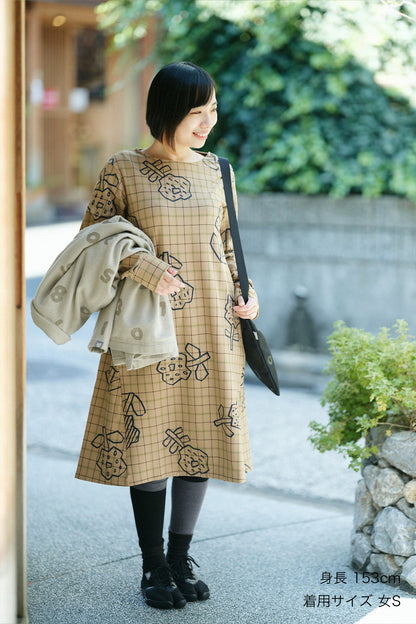ソフトサーモ(R) 裏起毛チェック BIKEワンピース／はななえ ちらし