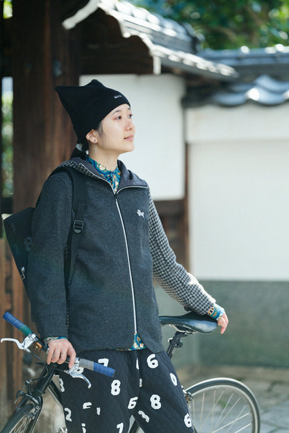 CBNウール ZIP UP フードジャケット／ダークグレー