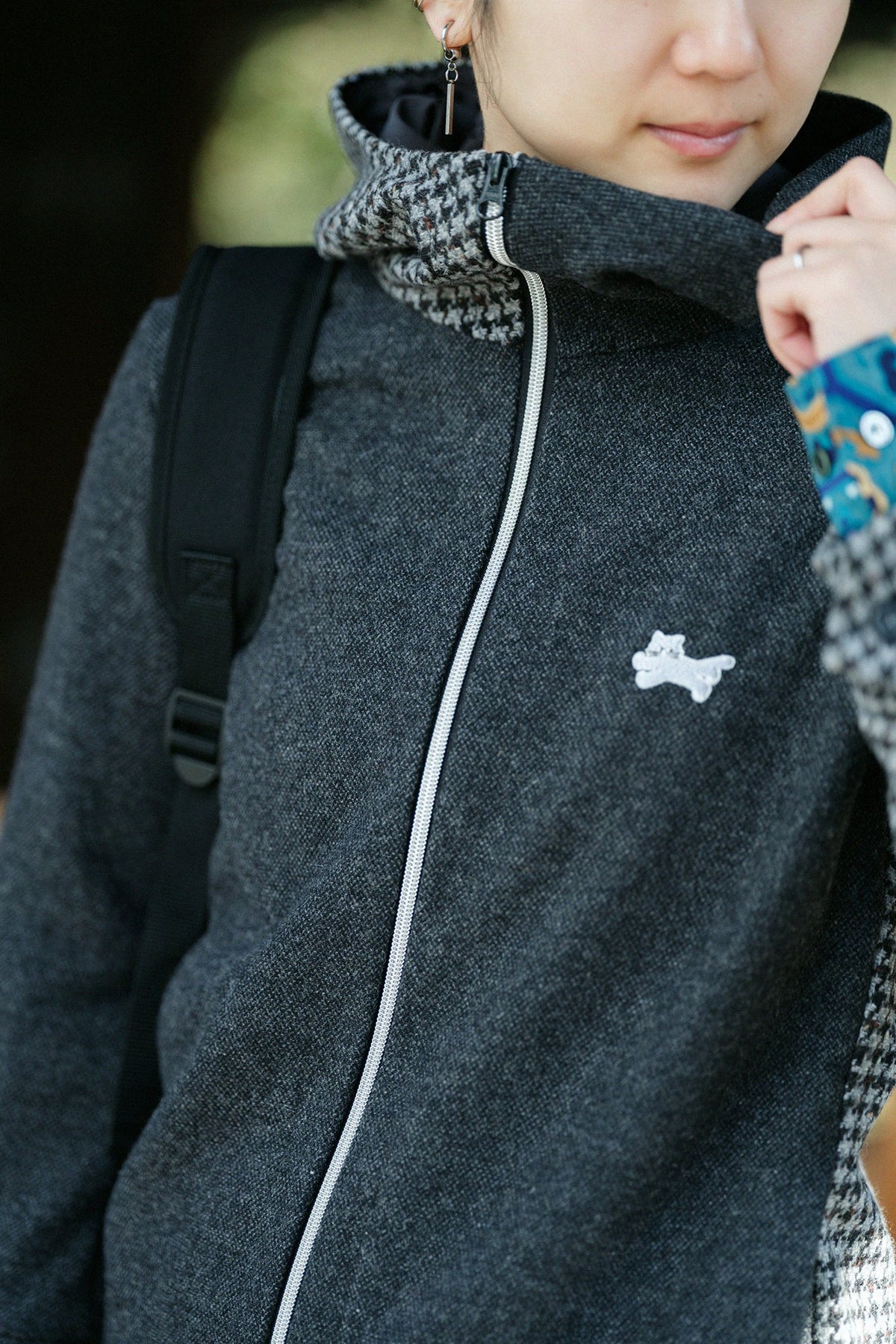 CBNウール ZIP UP フードジャケット／ダークグレー