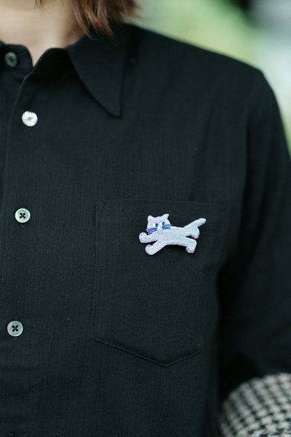 刺繍飾り（ししゅうかざり）／depoニャン グレー