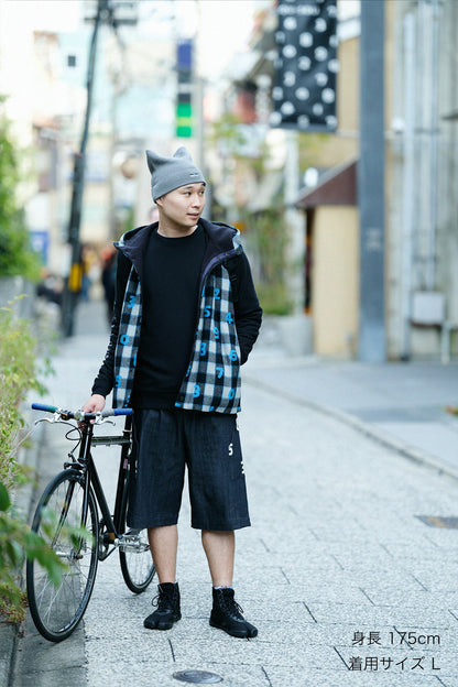 ストレッチデニム BIKEショーツ／インディゴ×SO-SU-U