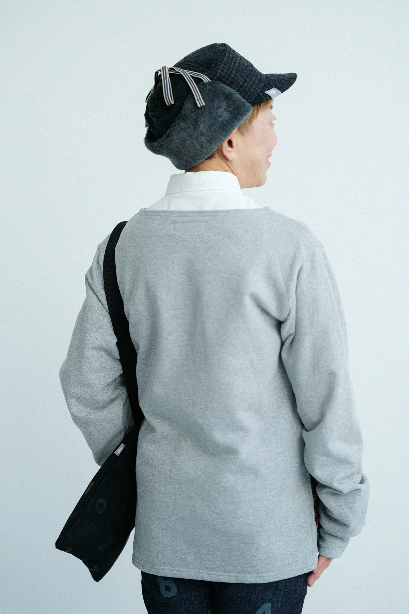 【net限定】裏毛 ボートネックスウェットシャツ／ヘザーグレー×テラコッタJQ
